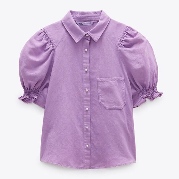 ZARA PEARL BUTTON BLOUSE - Picture 2 of 3